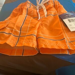 FINAL MARKDOWN Kanu Orange Plaid Swim Shorts 3t
